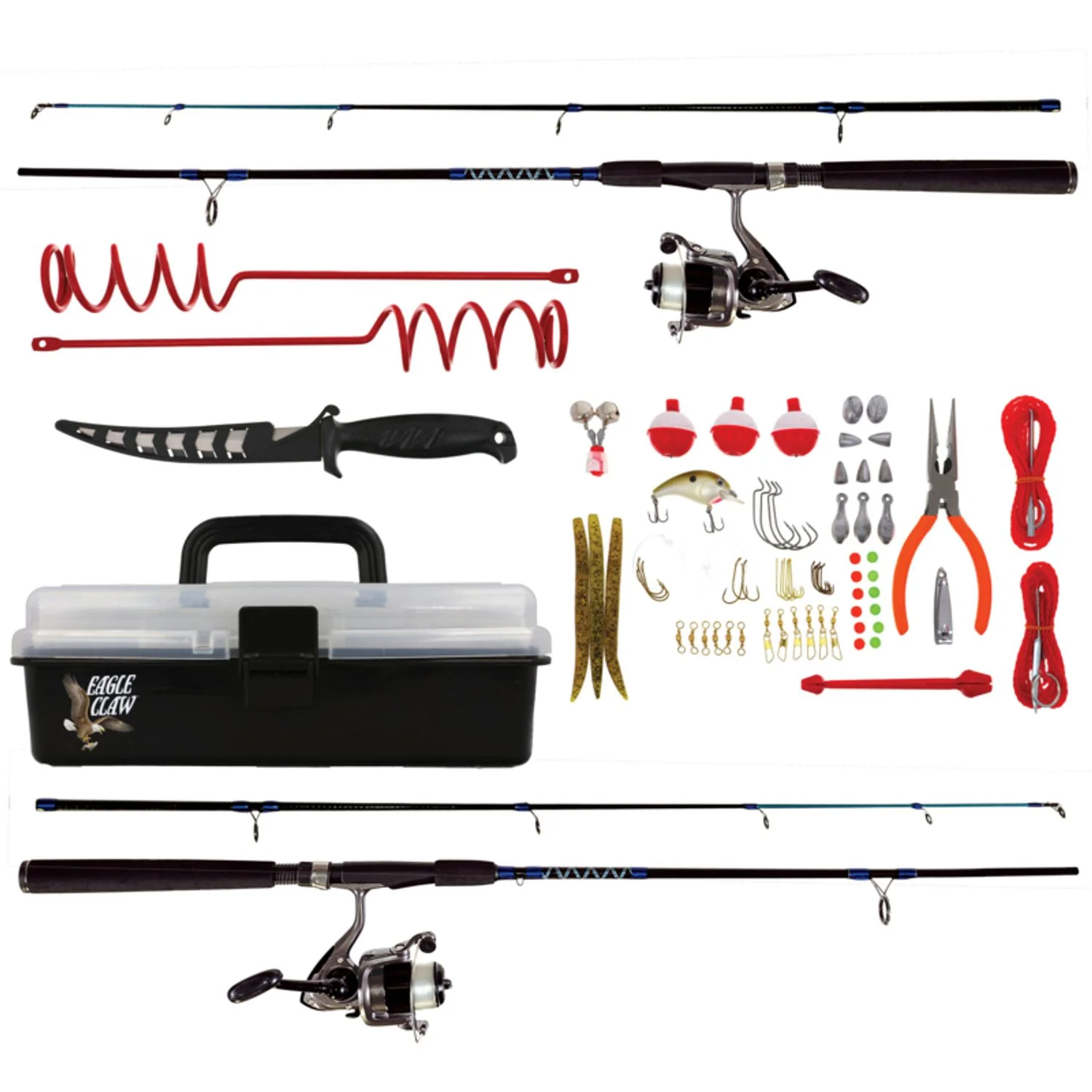 Eagle Claw Family Fishing Kit with Two 5'6" Spinning Combos